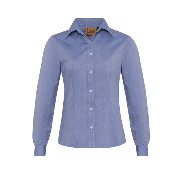 Oxford Thai Blue Double Function Long Sleeve Blouse For Women